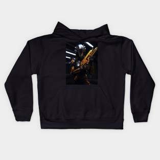 futuristic female cyborg Kids Hoodie